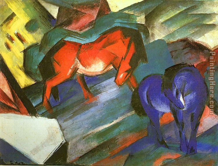 Red and Blue Horse painting - Franz Marc Red and Blue Horse art painting Red and Blue Horse painting - Franz Marc Red and Blue Horse art painting